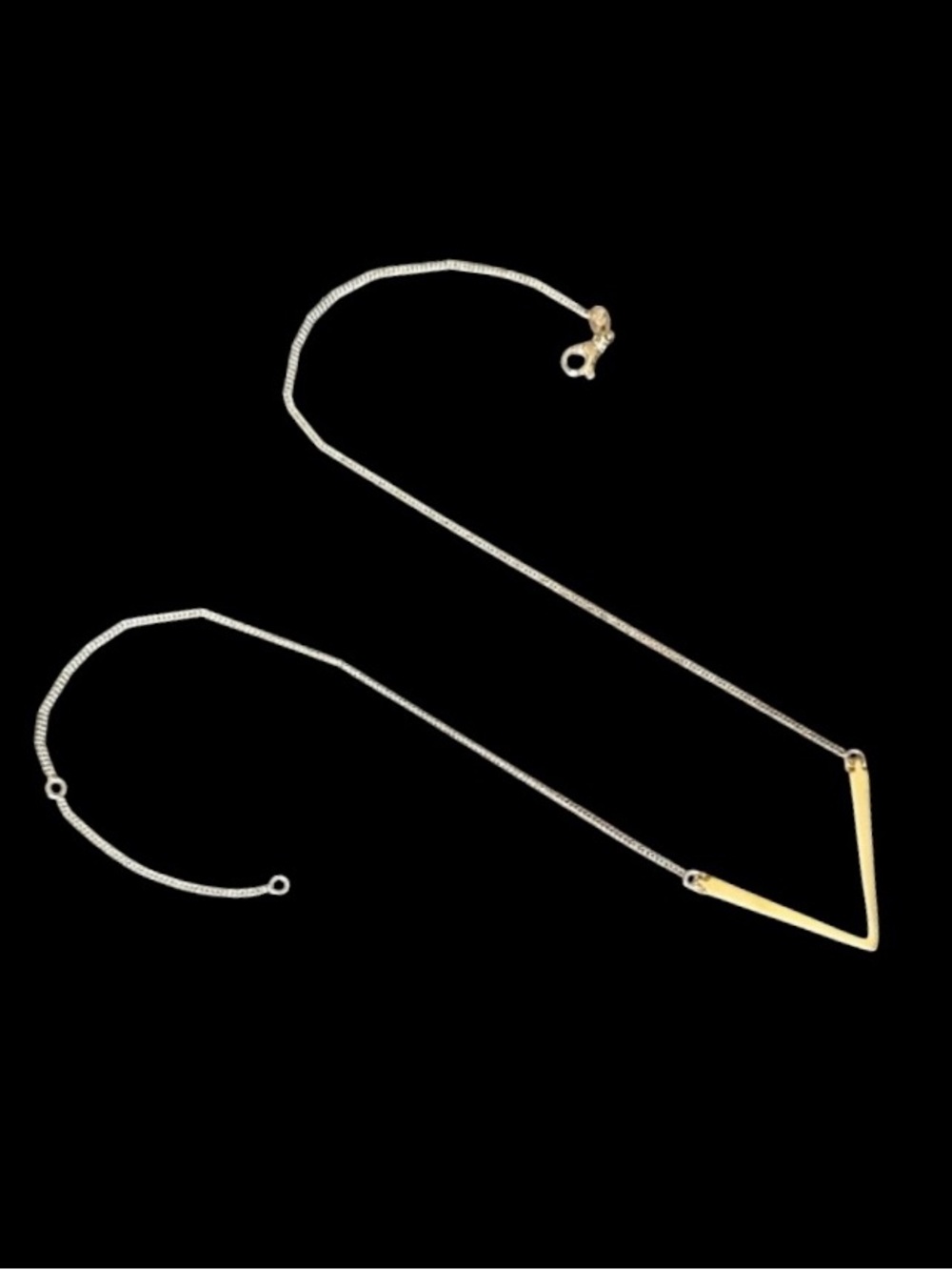 NEW Lisa Robertson 18K Gold over .925 Sterling Silver Chevron Necklace 19” - Picture 4 of 8